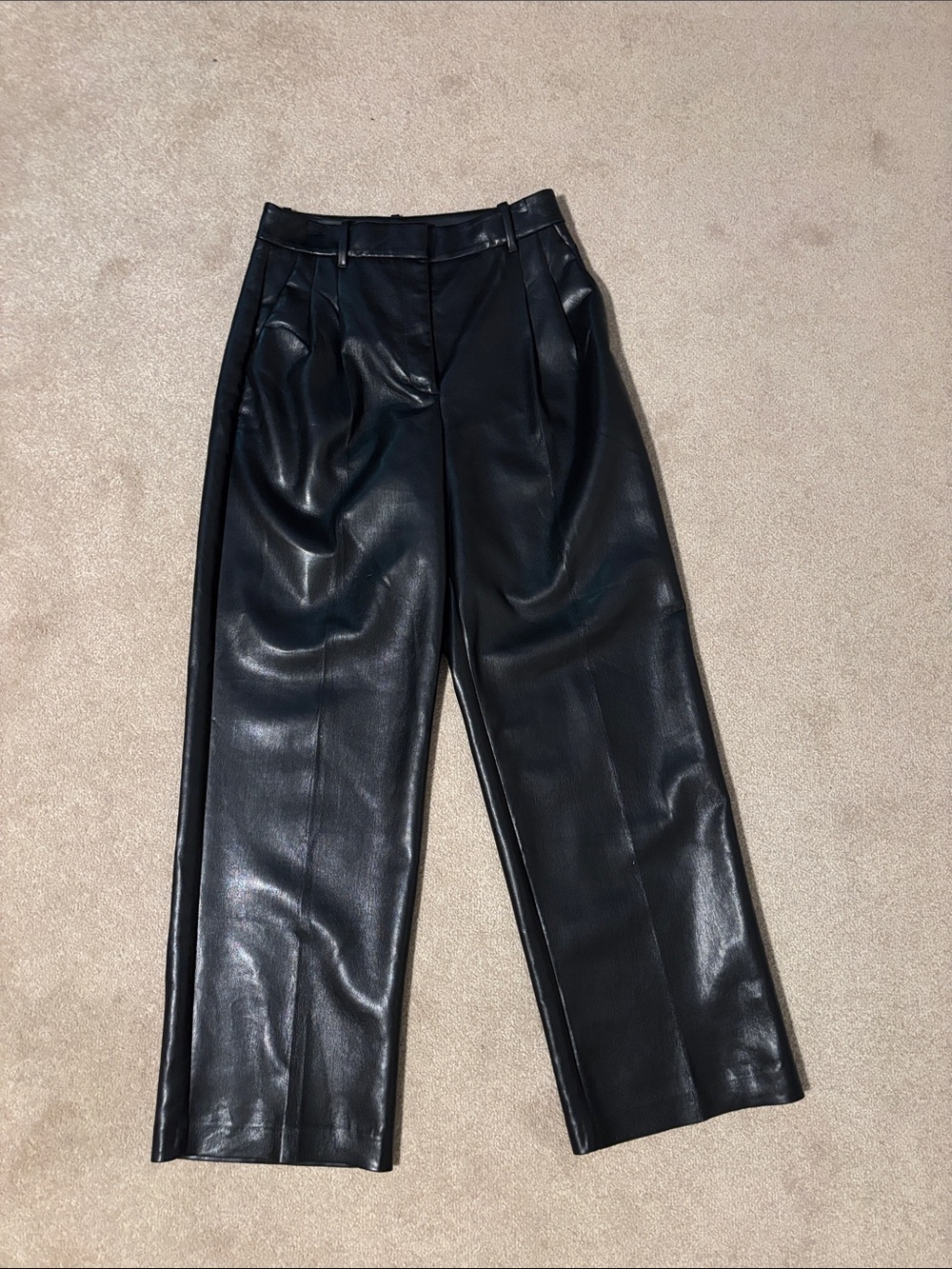 Wilfred Black Faux Leather Wide-Leg Trousers